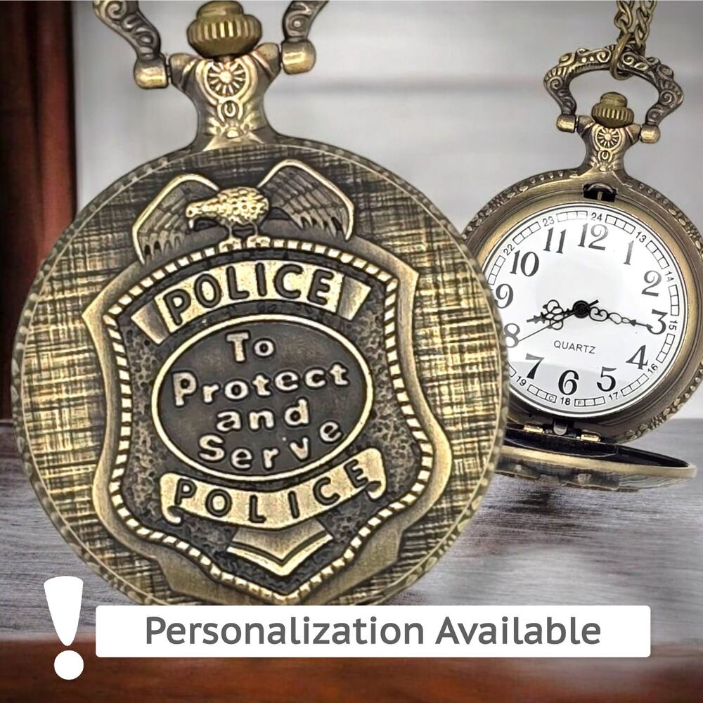 Police Officer Pocket Watch - Law Enforcement Gift Retirement Personalized